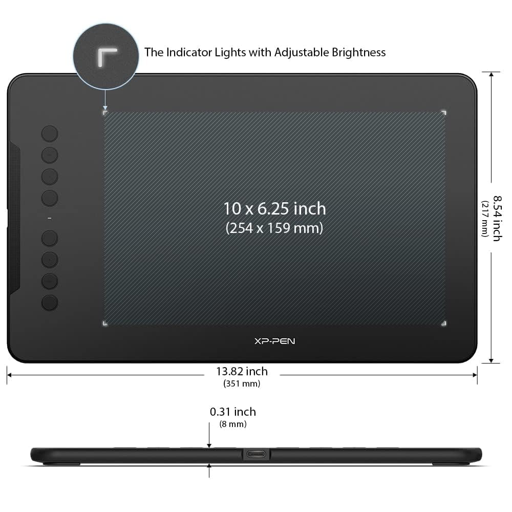 XPPen Updated Deco 01 V3 Drawing Tablet-16384 Levels of Pressure Battery-Free Stylus, 10x6 Inch OSU Graphic Tablet, 8 Hotkeys for Digital Art, Teaching, Gaming Drawing Pad for Chrome, PC, Mac, Android