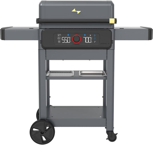 Current® Model G Dual Zone Grill, Smart Electric Outdoor Grill with 200-700°F Range for Searing & Roasting, Digital Precision, Independent Heat Zones, Apartment-Friendly & Weather-Resistant, Slate