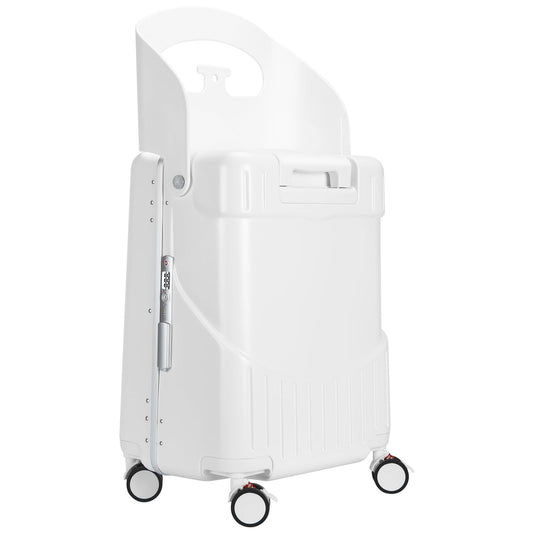 MRPLUM Ride On Luggage with Seat&Seat Belt,Hard Shell Lightweight Rolling Spinner Wheels Travel Luggage with TSA Lock,20 inch,White