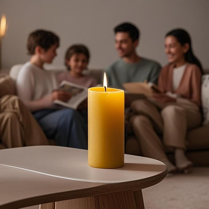 Natural Beeswax Candles 4 Packs, Beeswax Pillar Candles with 140 Hours Burn Time, Organic Emergency Candle Long Burning for Home Room, Smokeless & Dripless, 2x4 inch