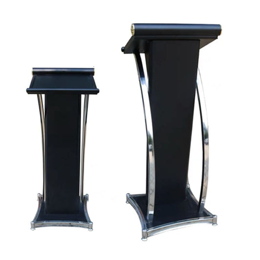 Flxsxq Compact Standing Lectern for Reading,Orator Lectern Slanted Top,Portable Podiums with Edge Stopper for Office, Home, Stage, Studio(Black)