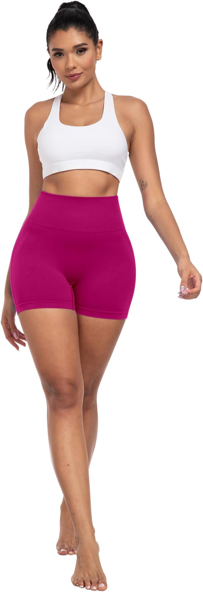 CHRLEISURE Women's 4 Packs Workout Gym Shorts, High Waisted Butt Lifting Scrunch Butt Seamless Booty Shorts
