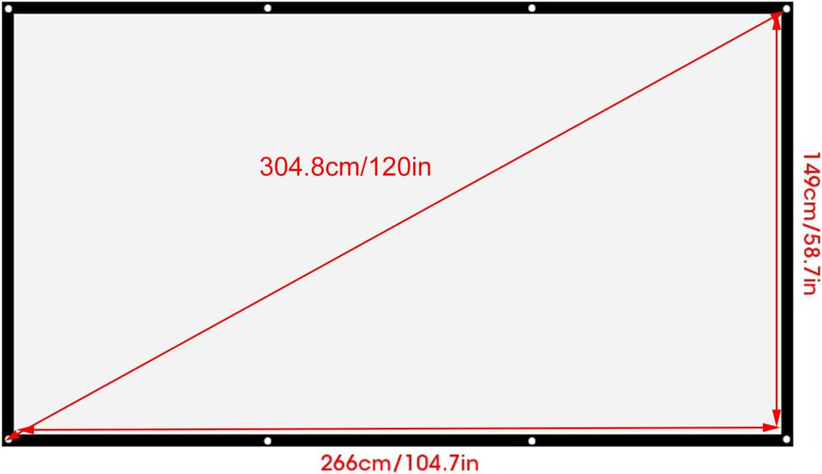 Tbest 120 Inches 16:9 Screen(120 inches) Leinwand Beamer Folie,Projector Screen Thicken Portable Non Crease Soft White