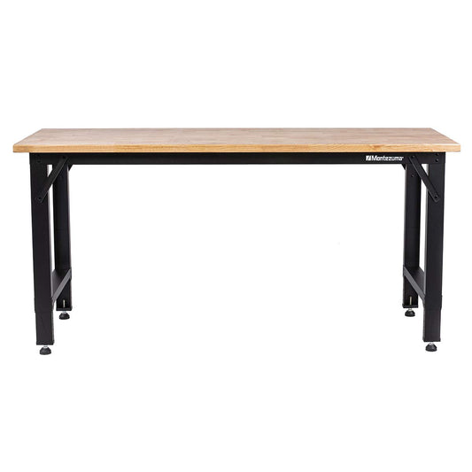Montezuma 6' Adjustable Height Steel and Solid Wood Workbench Station