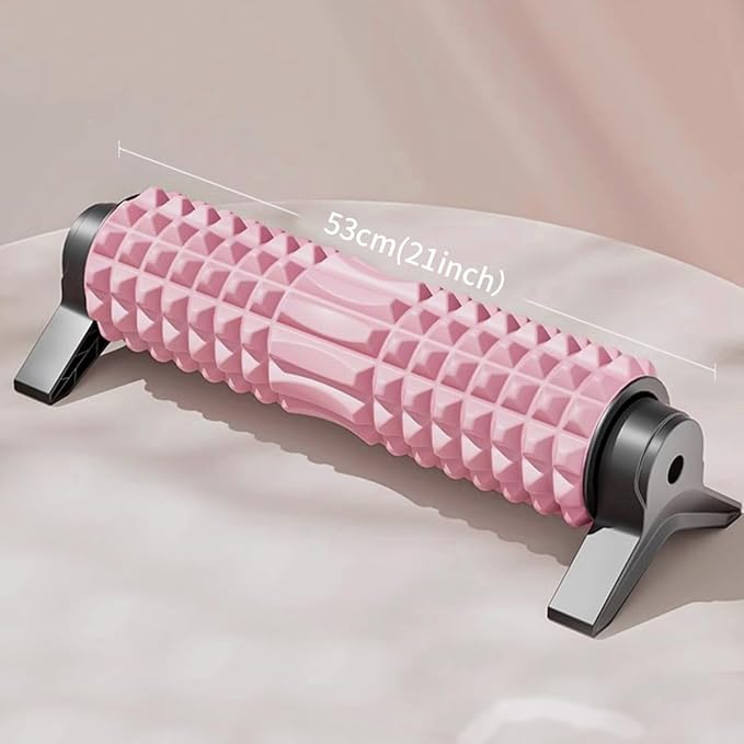 RUNWE Foam Roller with Stand - Roller Foam for Back Pain, 21 inch Trigger Point Deep Tissue Massage, Medium Density Grid Bracket Foam Rollers, Myofascial Release, Relieves Leg Muscle Pain
