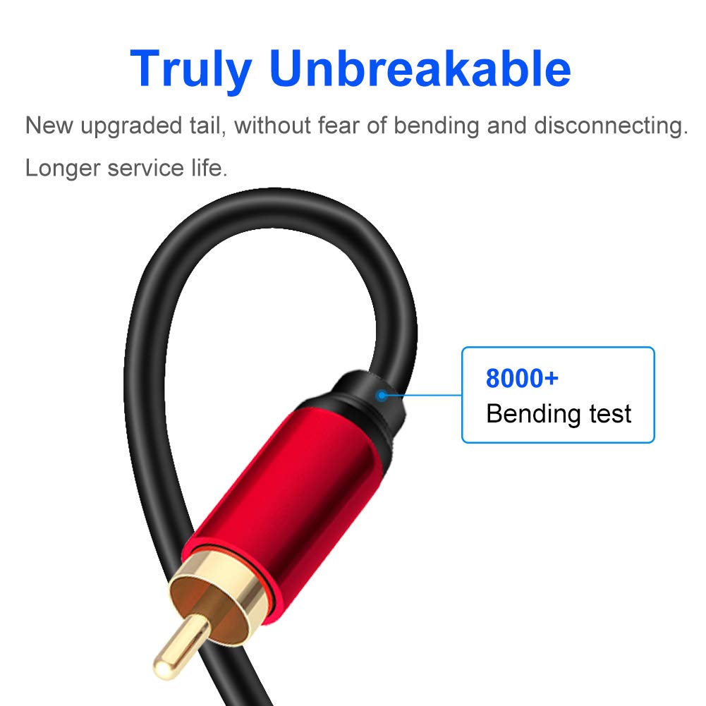 Yeung Qee 2RCA 2RCA 3 (3ft/1m) Male to Male Stereo Audio Cable ft,Dual Shielded Gold-Plated RCA Stereo Cable,Suitable