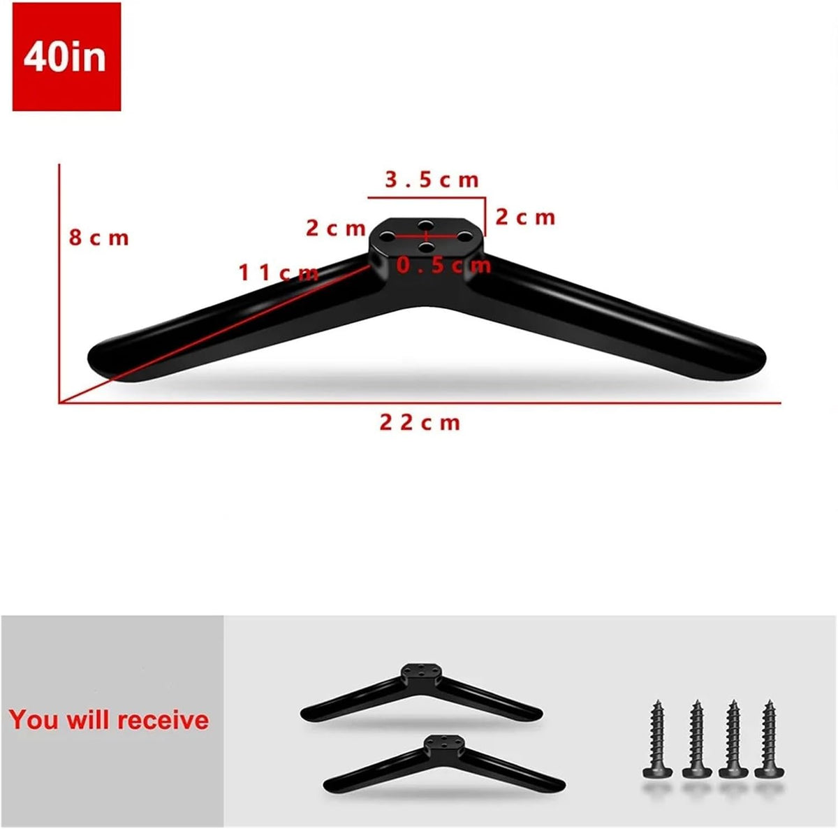 DYLCCHFS Bedroom(40in) Universal TV Base Stand Legs with Screws Black Television Tabletop Foot TV Stand Base Mount
