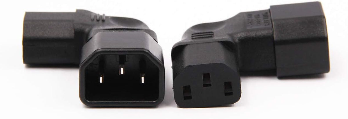 WYMECT 2-Pack C14 C13 Left Angle IEC to Power Adapter PDU Plug for LCD Wall Mount TV