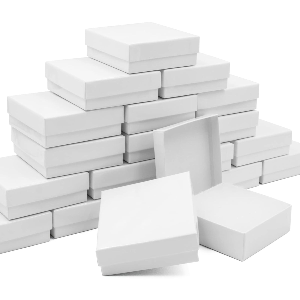 opaprain Cardboard Jewelry White Gift Boxes 20 Pack3.5×3.5×1 inches, its apply to displaying necklaces, rings, bracelets, earrings