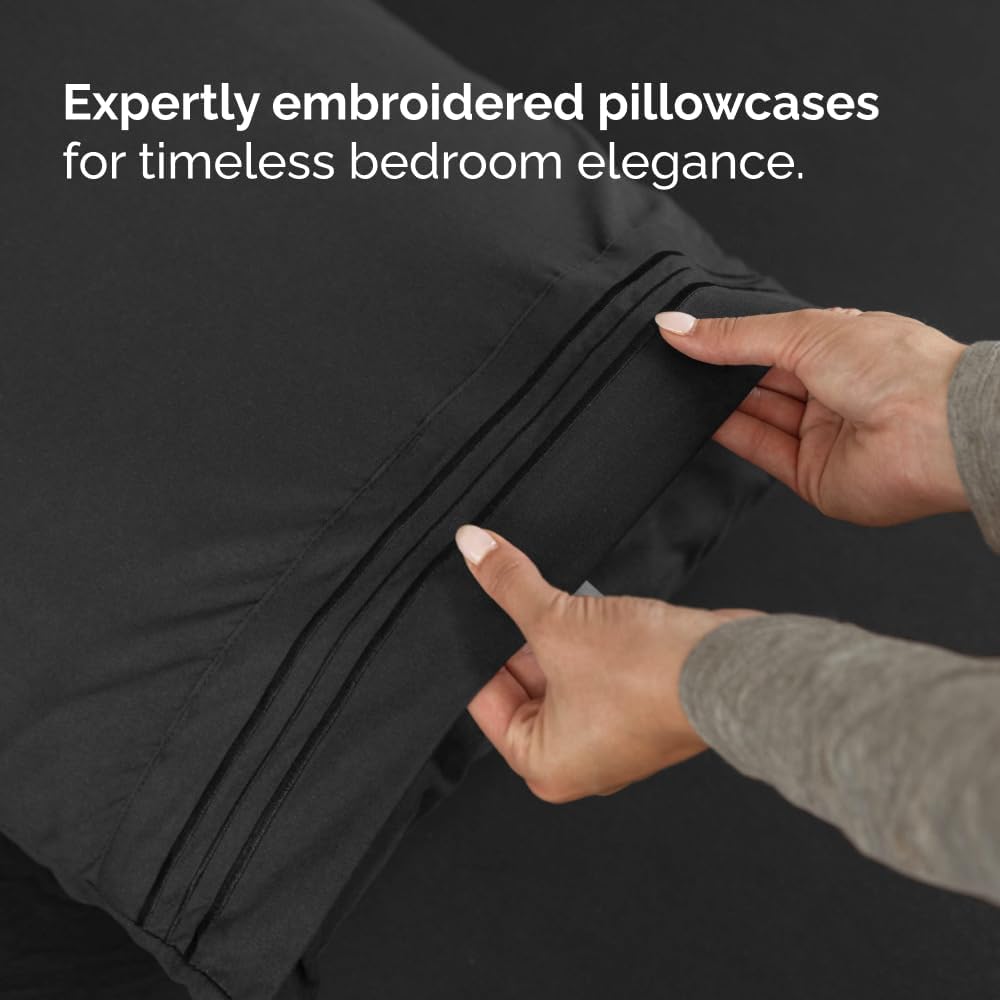 Skiennix Full XL Bed Sheet Set - Soft, Breathable & Cooling 4-Piece Luxury Bedding - Deep Pockets, Fade & Wrinkle Free - Black