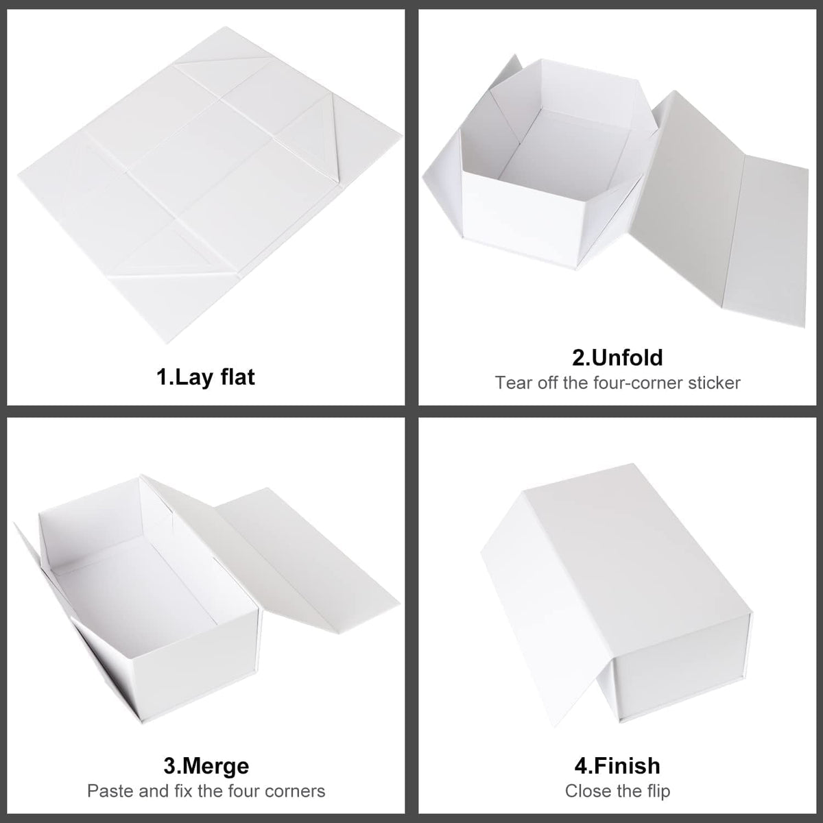 Gift Boxe 12" x 6" x 4" with Magnetic Closure Lid Gift Boxes for Presents,Bridesmaid Gifts Box,Cute Box,Birthday Gift box,Luxury for Gift Packaging, Magnetic Gift Box for Wrapping Gifts (White/5PCS)