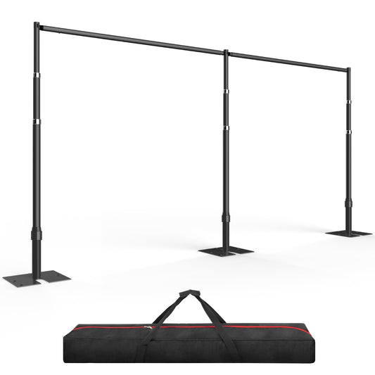 EMART Backdrop Stand Heavy Duty 8.9ftx20ft, Adjustable Pipe and Drape Photo Background Support Kit, Metal Frame with Flat Base for Wedding Birthday Party Banquet Decorations-Black