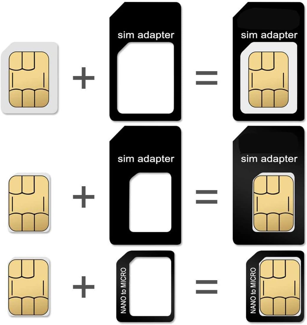 CKANDAY 20 Pack 4 1 1, SIM Card Adapter Kit, in Nano Micro Standard Converter Kit with Steel SIM Tray Eject Pin Black