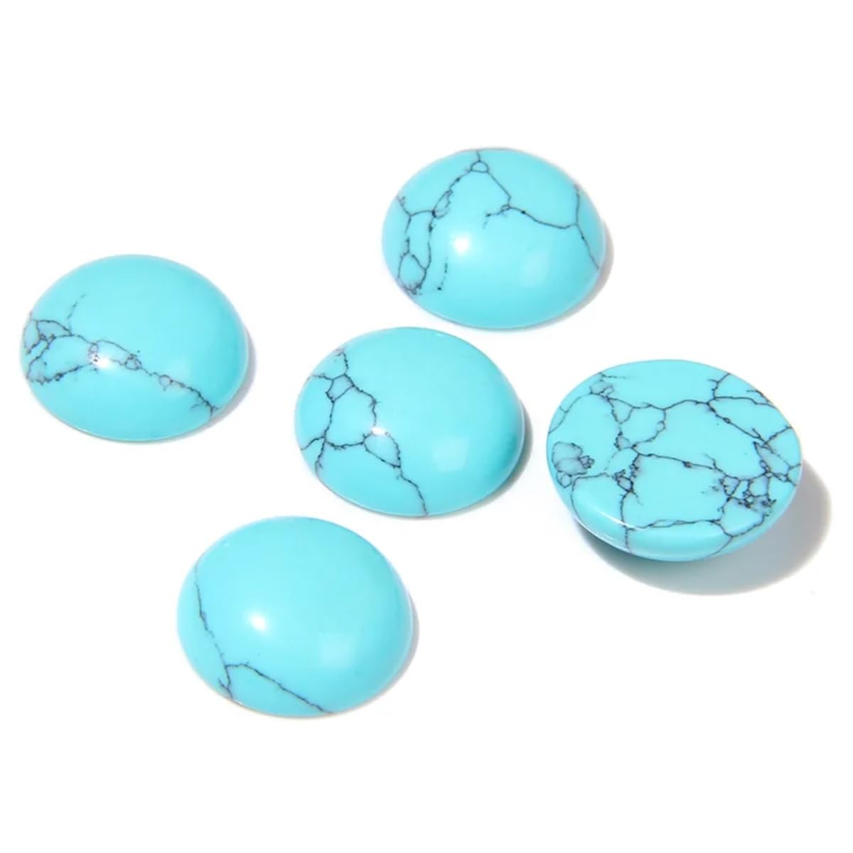 20pcs 4mm Natural Stone No Hole Turquoise Semicircle Smooth Cabochons Beads Healing Chakra Crystal Stone Bead for Jewelry Making Rings Earrings Necklace Bracelet DIY Crafts