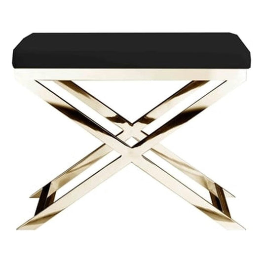 Pangea Home Gold Lexi Stool Faux Leather Black & Gold Frame