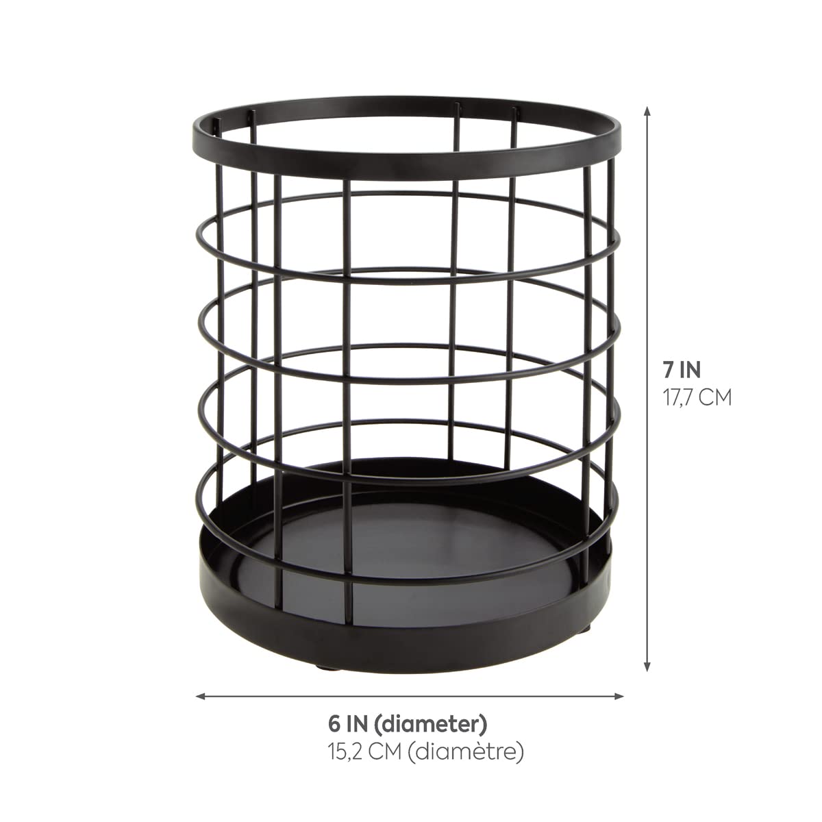 iDesign Kitchen Crock for Utensils - Steel Kitchen Crock Utensil Holder for Countertop - Matte Black