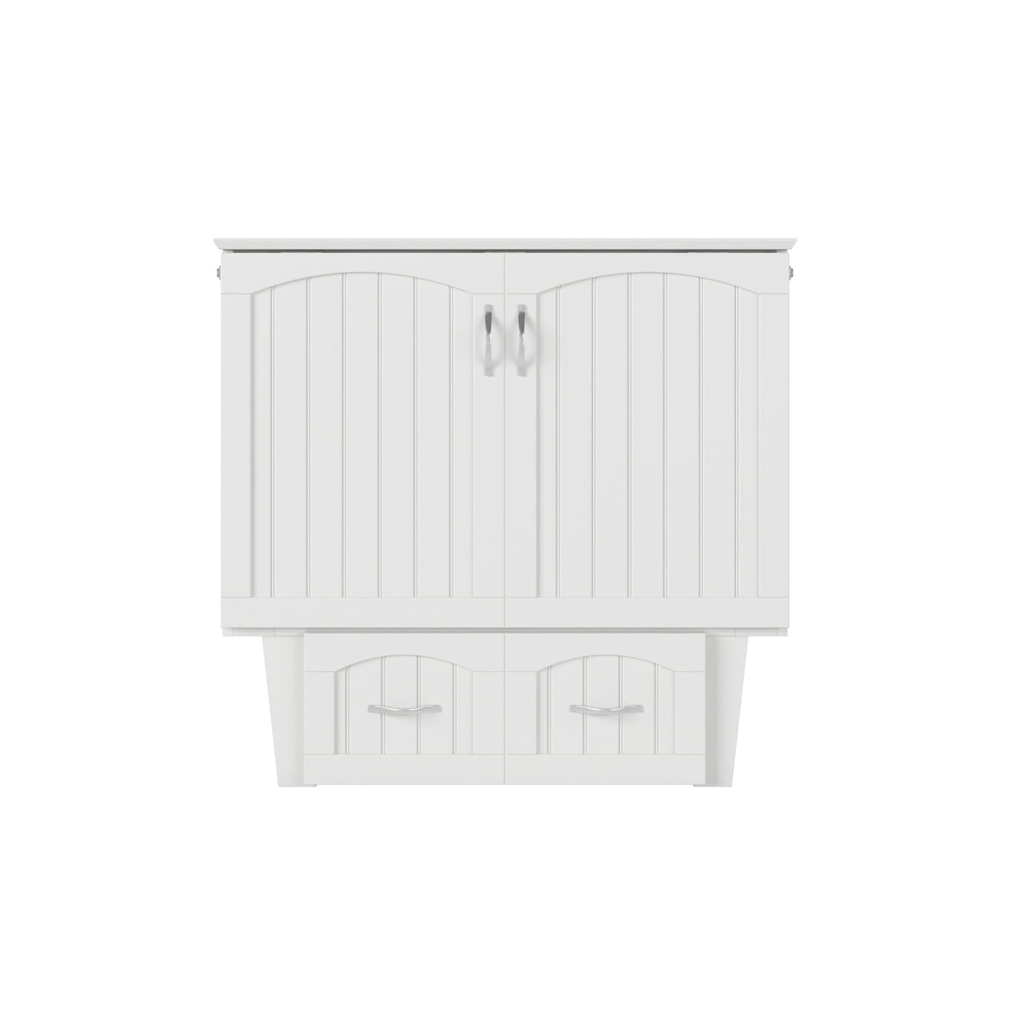AFI, Sydney Twin Wood Murphy Bed Chest with 6" Mattress, Storage Drawer & Built-in USB Charger, White
