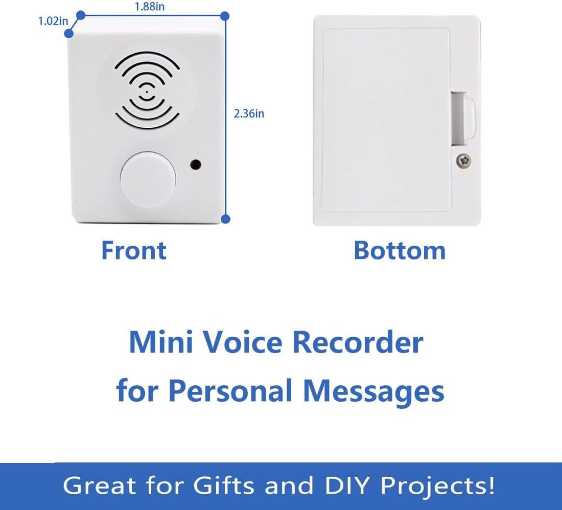 XLW 16 Items,etc-White-2P Minutes Voice Recorder for Stuffed Animals,Voice Box for Recordable Presents Button Sound Box