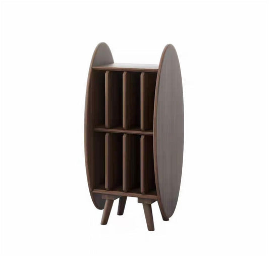 FURUIM2024M CD Record Storage Rack Modern Creativity Wooden Vinyl Record Storage Cabinet for Living Room Bedroom Lounge(Walnut Colour)