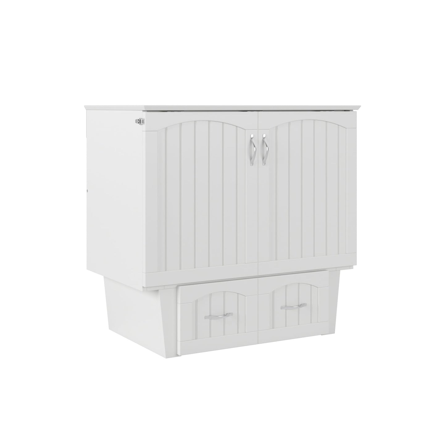 AFI, Sydney Twin Wood Murphy Bed Chest with 6" Mattress, Storage Drawer & Built-in USB Charger, White