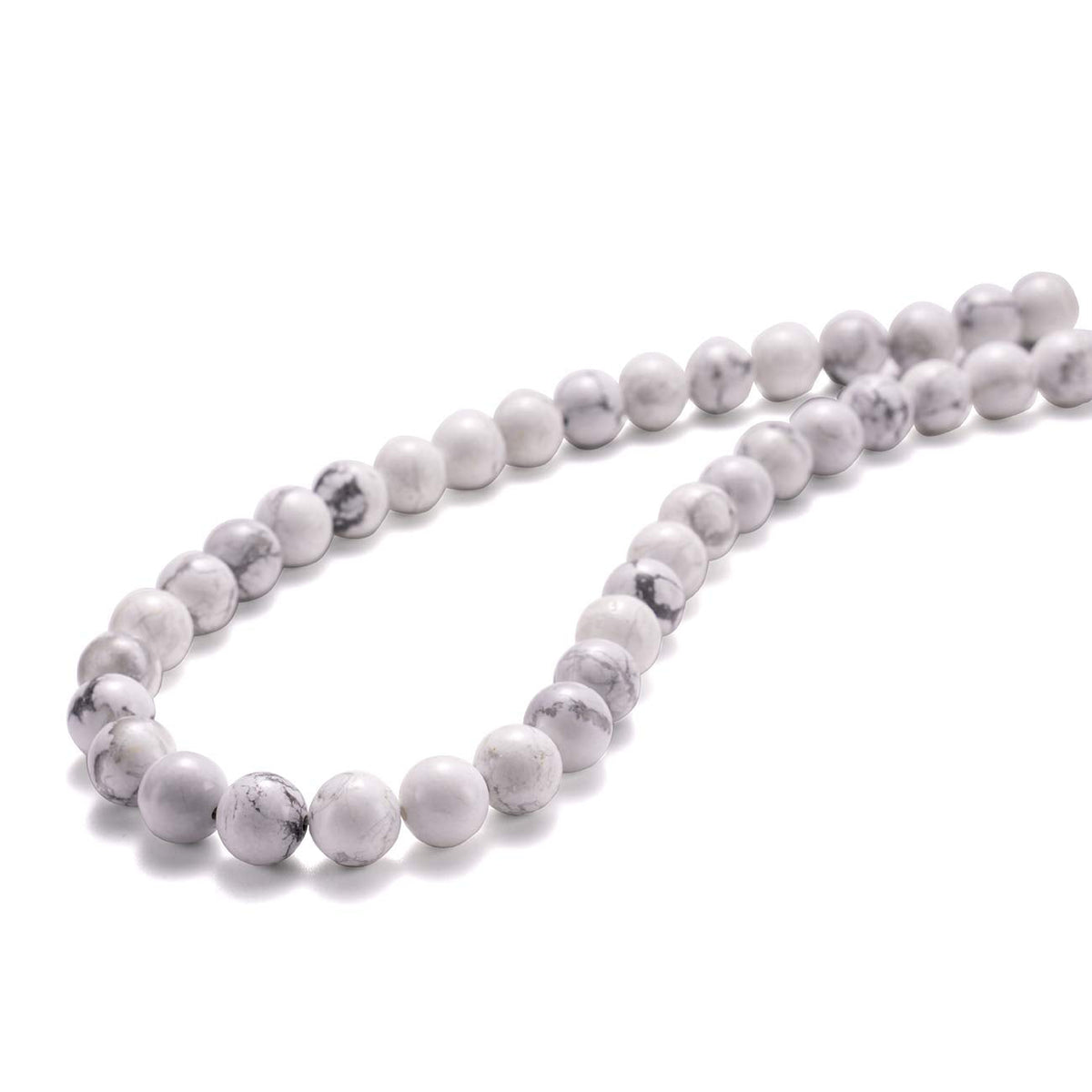 BEADIA Natural White Howlite Stone Round Loose Semi Gemstone Beads for Jewelry Making 8MM 44PCS