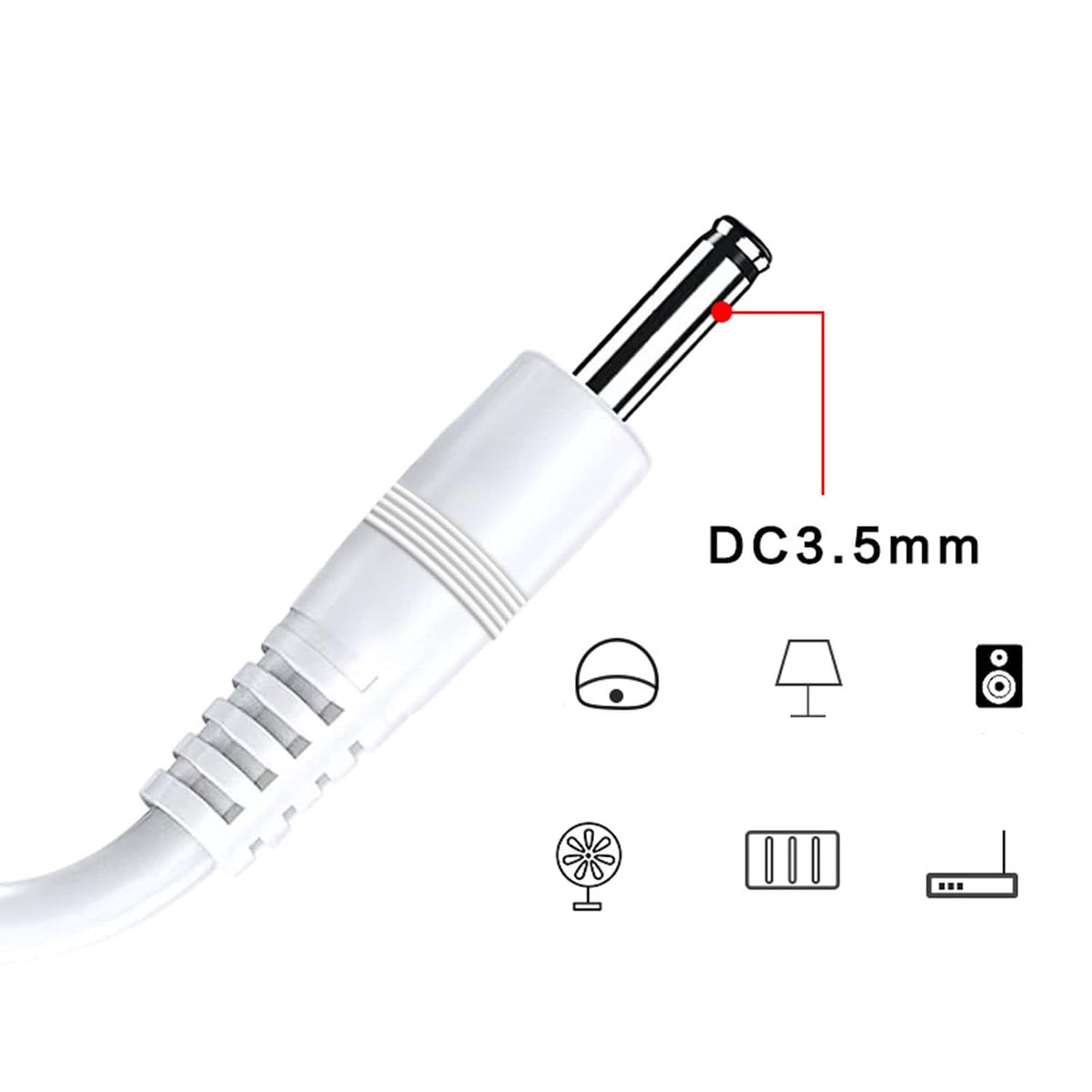generic 3.5 1.35mm Straight Power Connector Adapter X Plug to USB Power Cable for Table Lamp