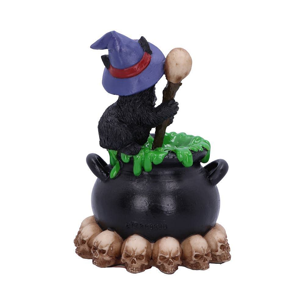 Nemesis Now Spook Witches Familiar Black Cat and Bubbling Cauldron Figurine,12cm