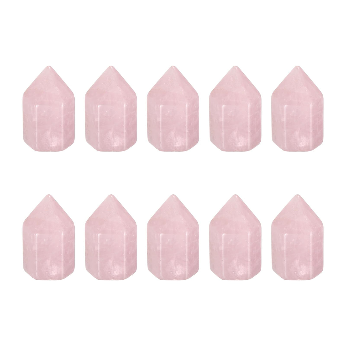MECCANIXITY Crystals Wands Rose Quartz Hexagonal Faceted Single Points Towers Pocket Polished Stone Bulk for Energy Chakra Meditation Crystal Healing, 15 x 25mm (Pink),5Pcs