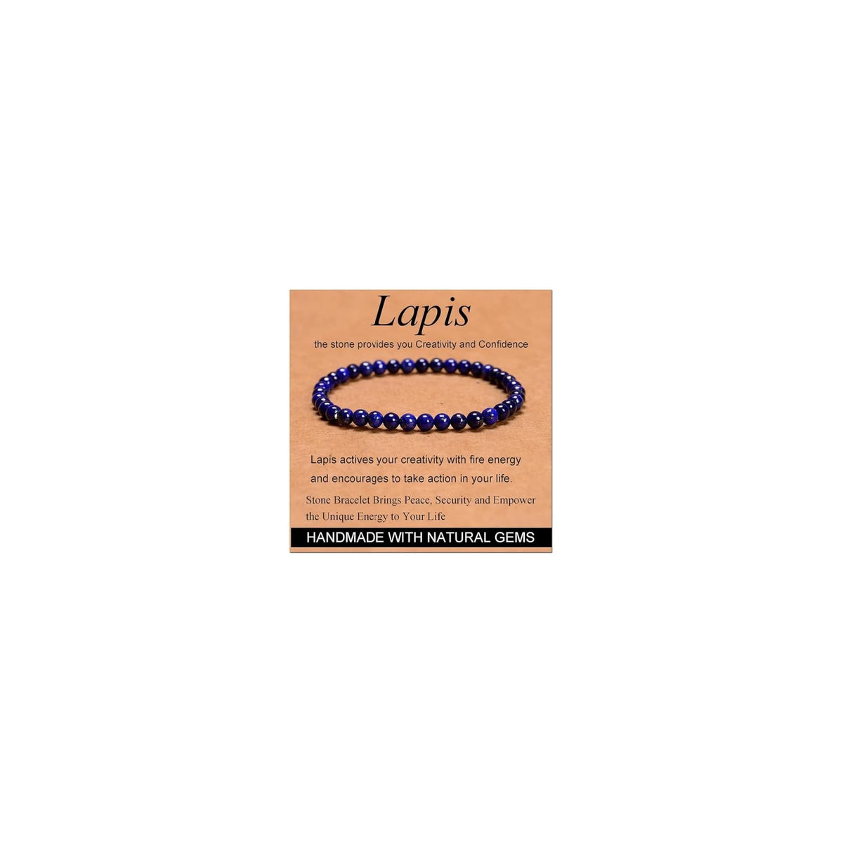 CHELYQST Lapis Lazuli Bracelet - Stone of Creativity and Confidence,Stretch Natural Stone Crystal Beads Jewelry Gifts for Women Men Unisex Adult,4mm