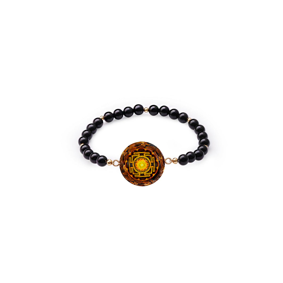 Day Day Up Natural Tiger's Eye & Black Onyx Orgone Energy Bracelet - 7 Chakra Balancing, Stretch Healing Stone Beads, Spiritual Jewelry for Protection & Wealth (Style 2)