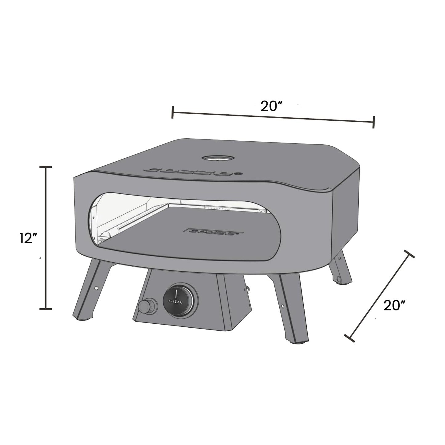 Cozze 13" Classic Portable Outdoor Pizza Oven - Fire & Stonebaked 13 Inch Pizzas in 60 Seconds - 28mbar Propane Gas Oven, Oven Door, Cordierite Pizza Stone, Built-in Thermometer, Gas Hose & Regulator