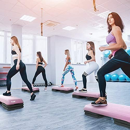 Yes4All Adjustable Workout Aerobic Exercise Step Platform Health Club Size with 4 Adjustable Risers Included and Extra Risers Options