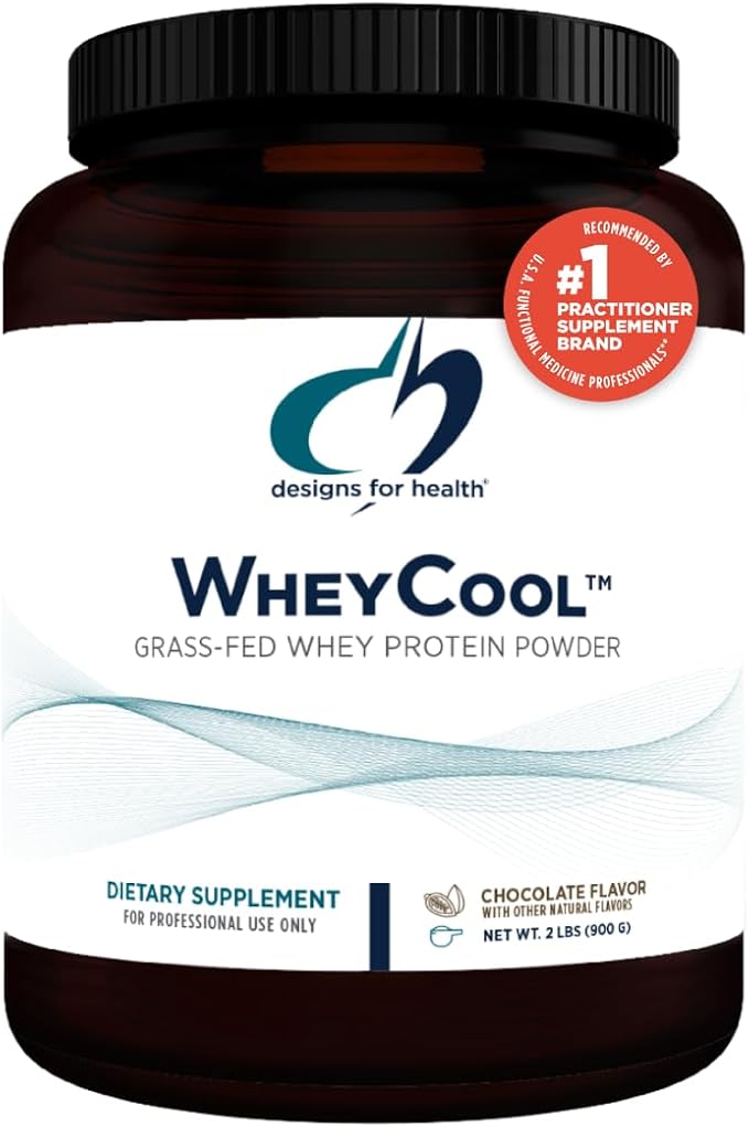 Designs for Health WheyCool - Grass Fed Whey Protein Powder Supplement with 20g Protein, May Support Athletes, Muscles + Energy - Non-GMO + Gluten-Free, Chocolate (30 Servings / 900g)
