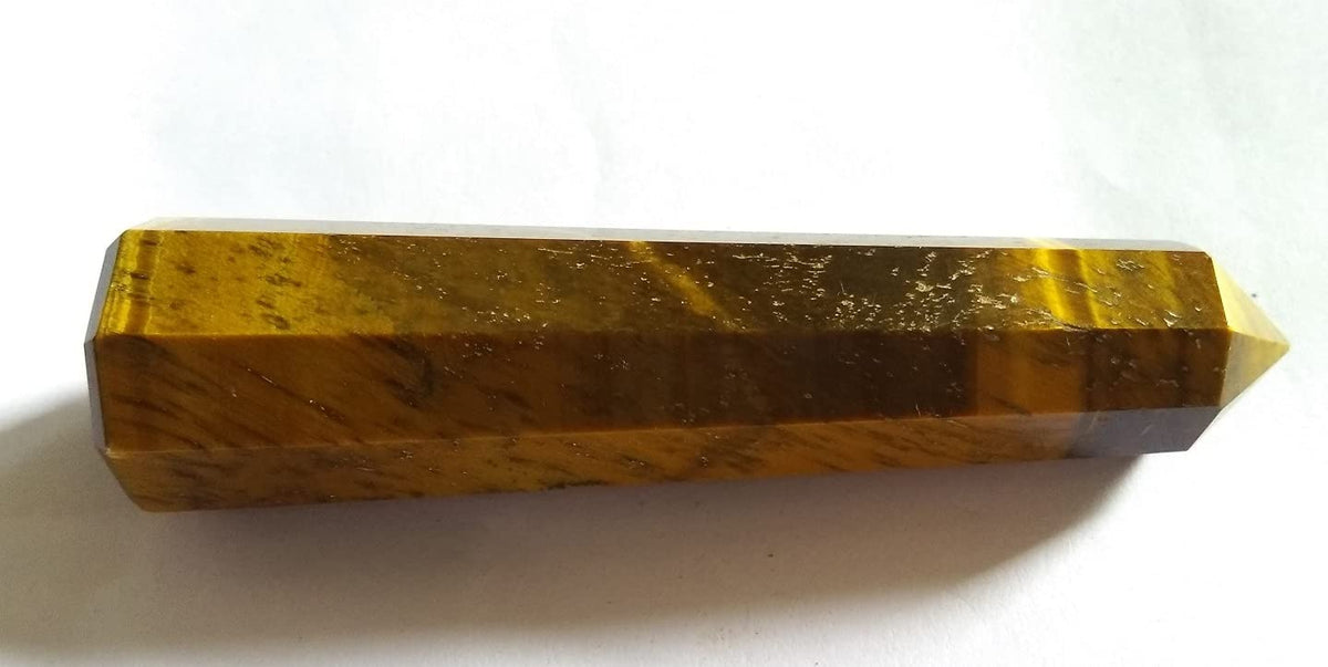 WholesaleGemShop 3 Inch Tiger Eye Gemstones Obelisk Tower Jumbo Facet Aura Rock Crystal Natural Polished Earth Wand Spirit