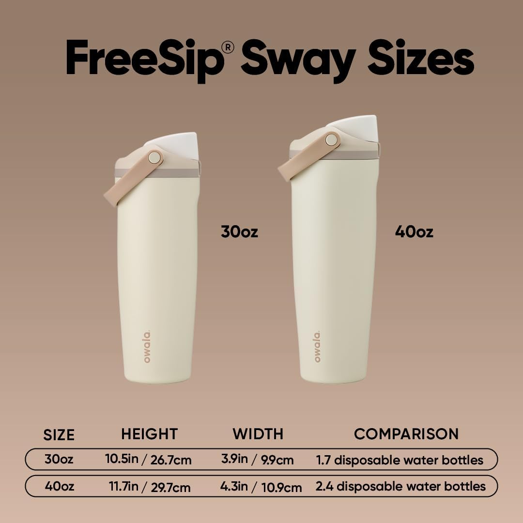 Owala FreeSip Sway - 40-Oz. Stainless Steel Water Bottle - Tan (Lightly Toasted)