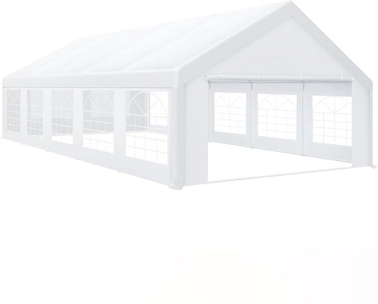 COBIZI 16x32FT Party Tent Heavy Duty White Event Shelter Outdoor Wedding Gazebo Canopy for Parties Carport BBQ Commercial with Removable Sidewall Windows, Powder Coating (Better Than Galvanized)