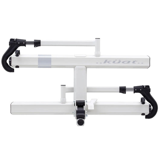 KUAT Sherpa 2.0 Durable Lightweight Aluminum Compact 2 Bike Transporting Hitch Rack with Cable Lock & Foldable Tire Cradles | Capacity - 40 Lbs per Tray, Pearl & Silver Anodize, 2"