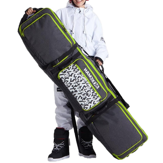 Padded Snowboard Bag with Wheels, Heavy-Duty Wheeled-Ski Travel Bag, Storage Ski Board Boots, Helmet, Jacket for Flying Air Travel, 65 Inch (Extendable to 80.7 Inch),Light Green