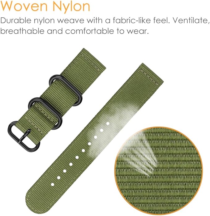 FINTIE Bands Compatible with Fitbit Versa 2/1 / Lite Edition, Soft Nylon Replacement Strap Wristband Accessories (Olive)