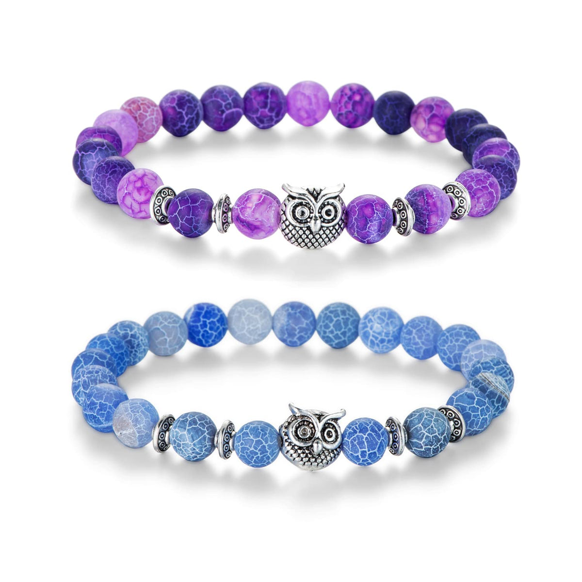Softones Owl Gifts Owl Bracelets Healing Crystals Bracelet for Women Men Spiritual Energy Beaded Bracelet Set Gifts