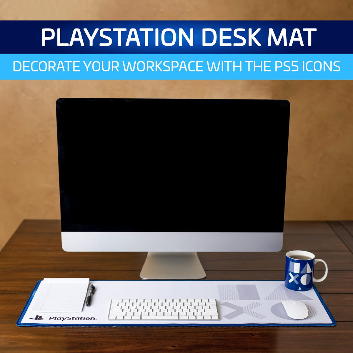 Paladone PlayStation 5 Icons Large Gaming Mouse Pad for Desk Keyboard Mousepad Non-Slip