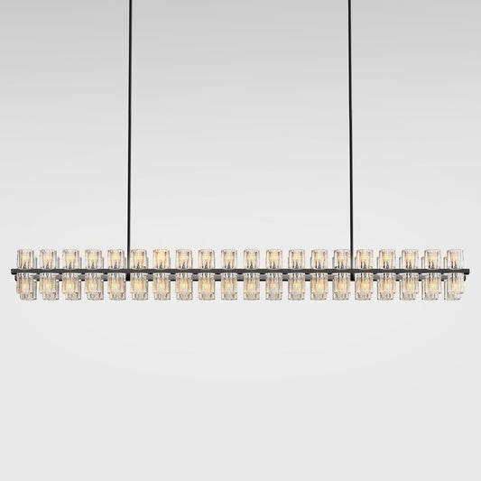 Plsintly Crystal Black Rectangular Chandelier Light Fixture,72 in Large Dining Room Chandelier Over Table,Modern Chandeliers for Living Room,Arcachon Chandeliers,Kitchen Island,Includes 80xG4 Bulbs
