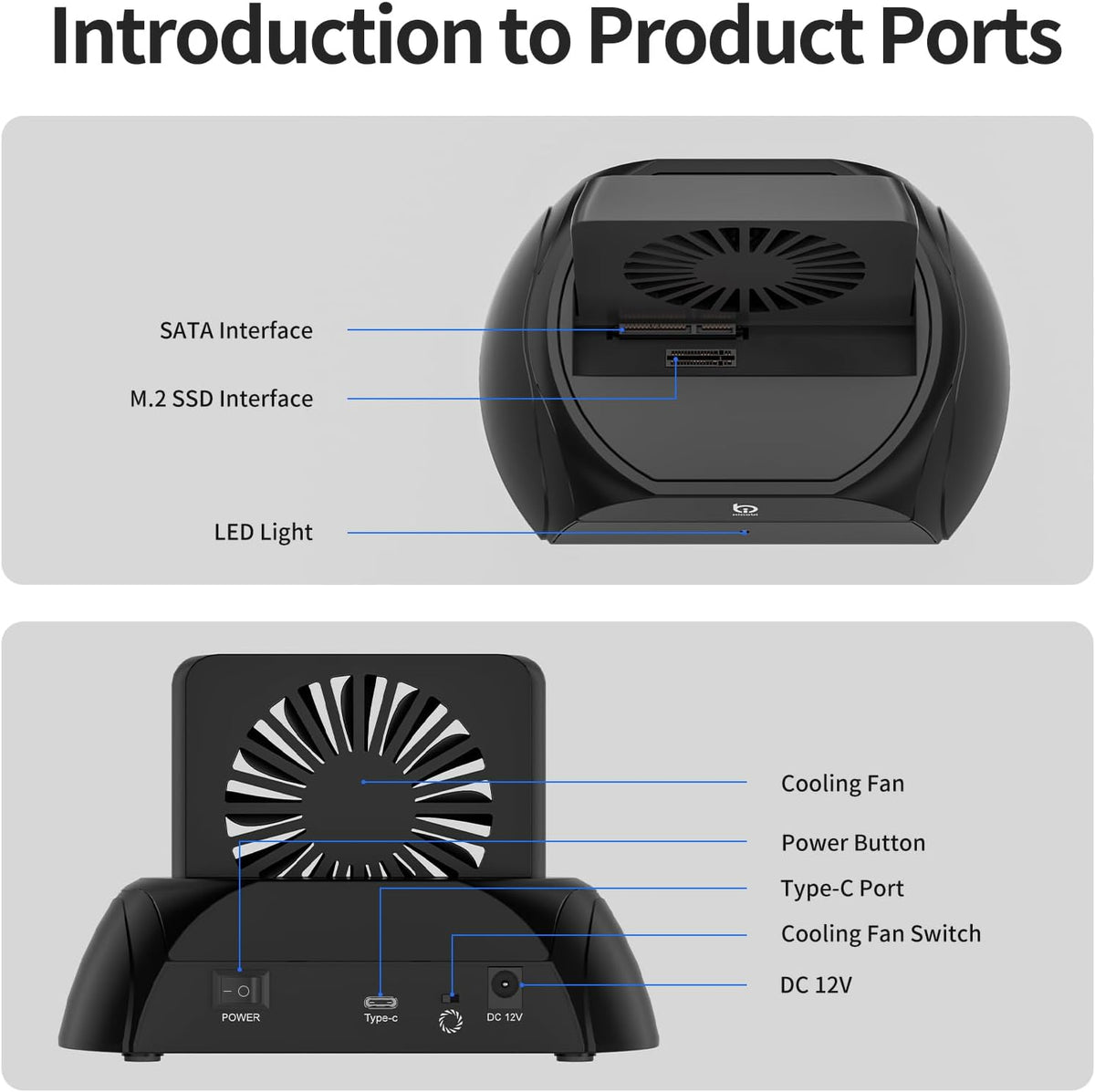xiaobi M.2 2.5" 3.5" Hard Drive Docking Station, Pcie NVMe Adapter with Cooling Fan Superior Cooling Efficiency