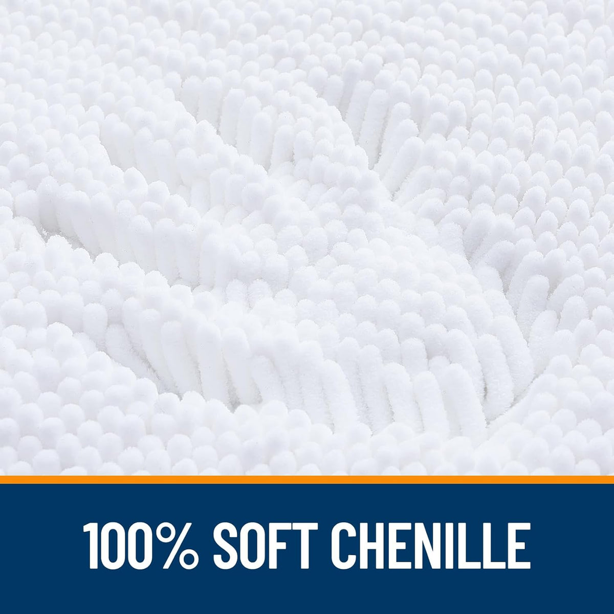 OLANLY Bathroom Rugs - Extra Soft Chenille Bath Mats | Quick Dry, Machine Washable, 34x21, White