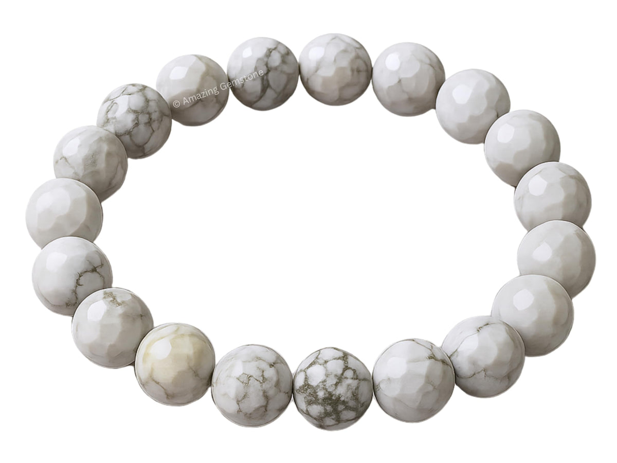 Amazing Gemstone Howlite Bracelet for Women - Chakra Mens Bracelet Protection Crystals and Healing Stones - Blessing Bracelet Spiritual Meditation Gift Christmas Stocking Stuffers