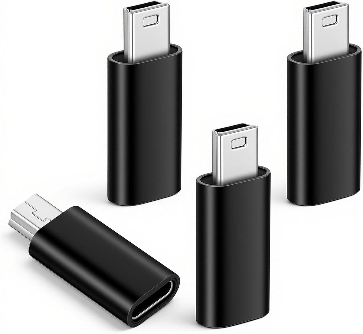 Xelsluthe 4pack Cam,Mp3 Mini USB to USB C Adapter, Usbc to USBA dapter USB-Mini to-Usbc Adapter Supports Charge & Data