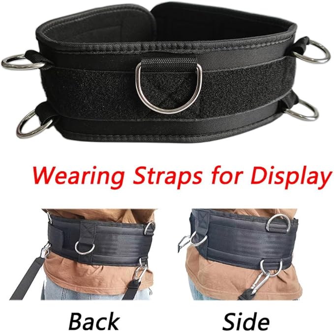 Fitness Resistance Belt Multi Functional Fitness Belt with 5 Rings for Weight Training and Resistance Training of Load Carrying Pull Up Belt Squat