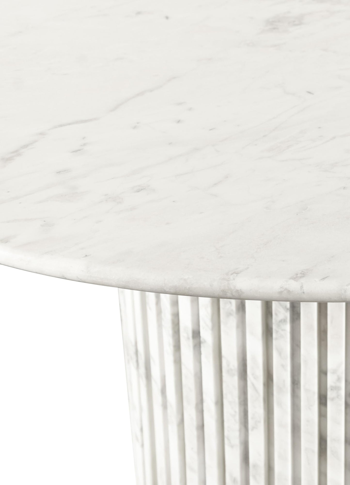 Meridian Furniture 248White-DT48 Genoa Collection Art Deco Dining Table with Handcrafted Genuine Marble, White Marble with Light Grey Veining, 48" W x 48" D x 30" H, White