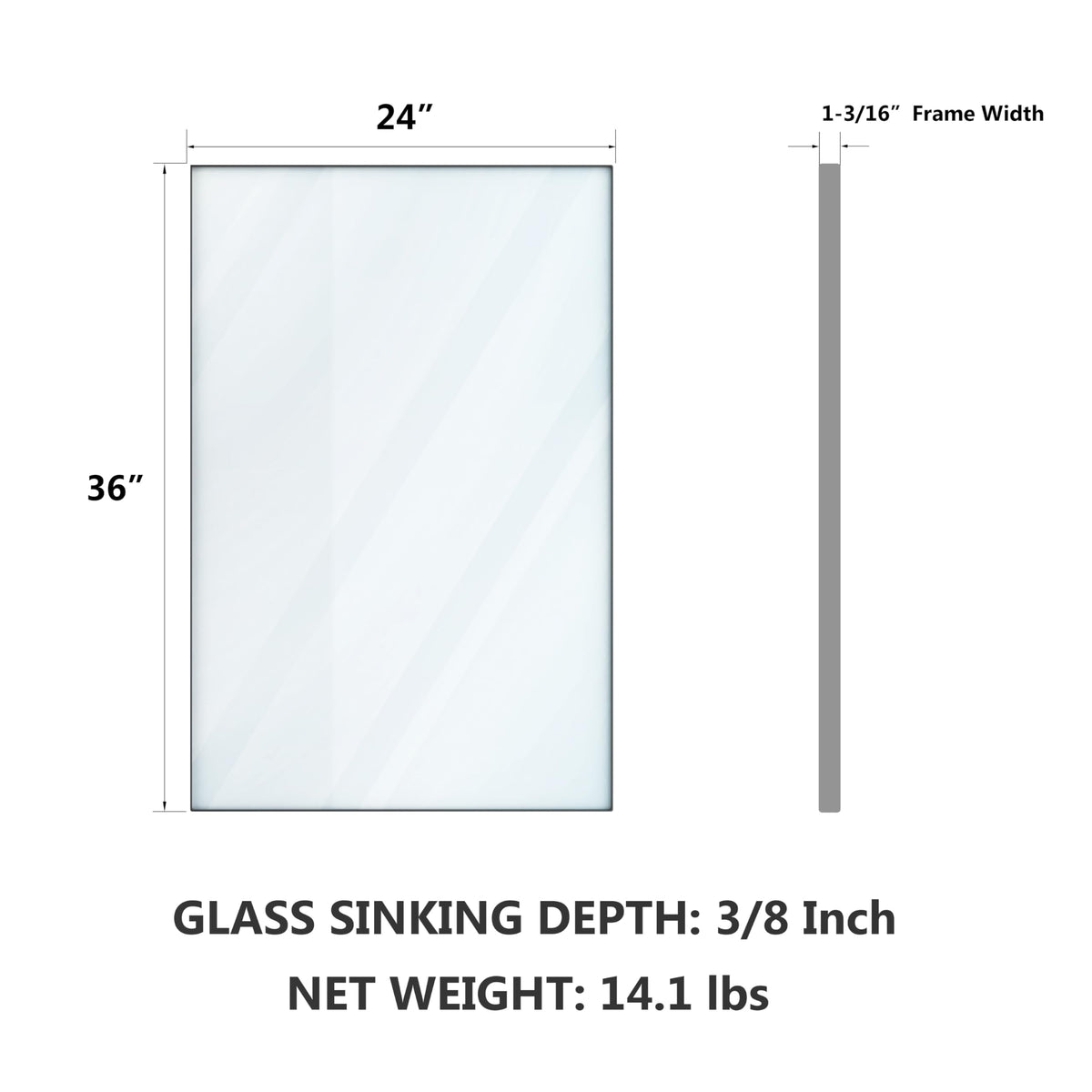 VocalStar 24 x 36 Inch Silver Bathroom Mirror for Wall, Square Corner Rectangle Nickel Metal Framed Bathroom Vanity Mirrors, 1/4-inch Shatterproof Glass | Ultra-Flush Hanging