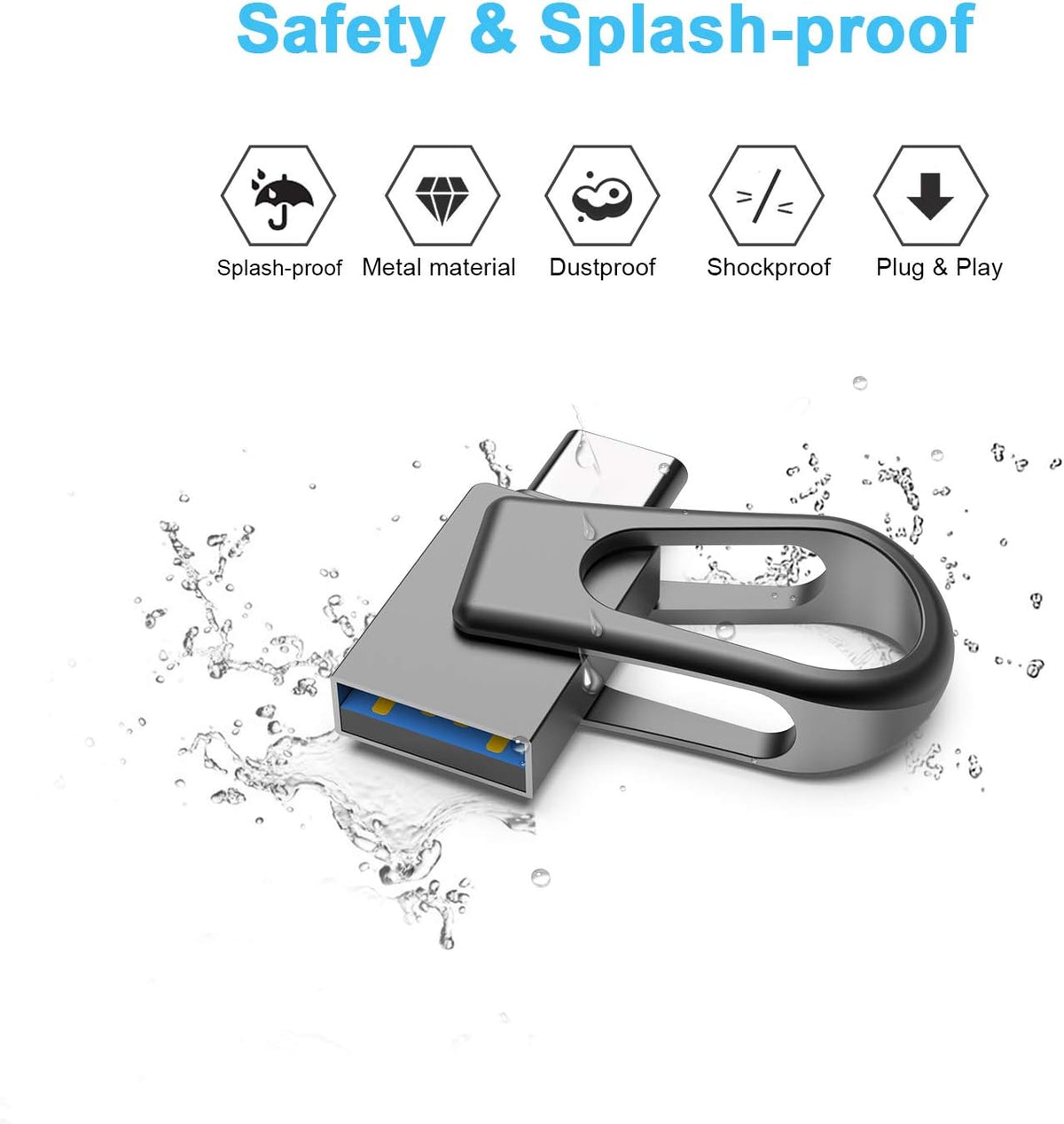 Sanfeya 32GB 2-in-1 3.0 USB C Flash Drive, OTG USB Thumb Drive, Dual USB Memory Stick Pen Drive for Type-C Android